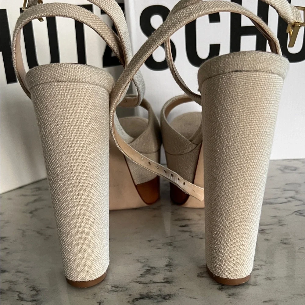 SCHUTZ Women's Beige and Brown Platform Heels - Picture 4 of 5